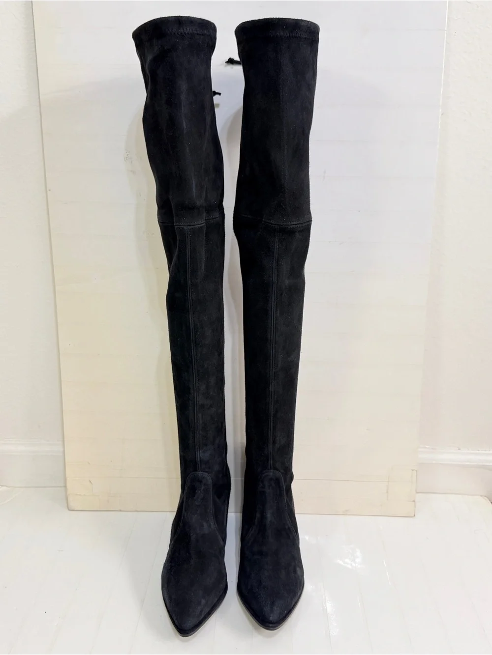 Stuart Weitzman Over The Knee Suede Chunky Heel Boot Black size 6.5 M
